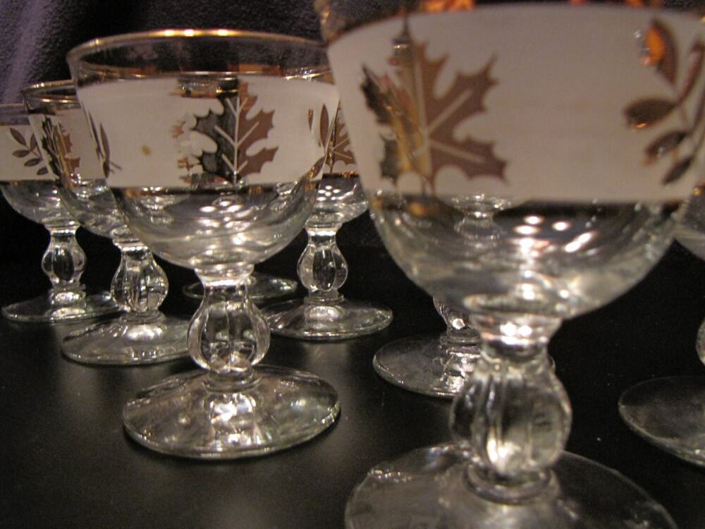 Libbey "Golden Foliage" Mad Men style cocktail glasses